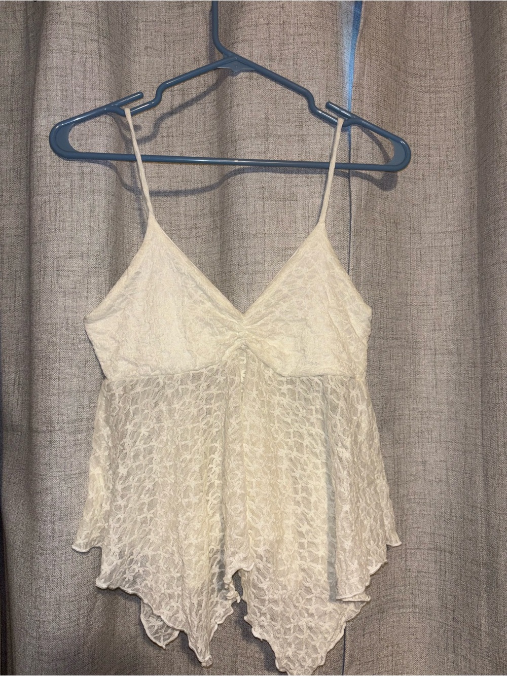 See You Monday Ivory Lace Handkerchief-Hem Camisole